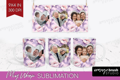Floral Photo Mug Wrap PNG - Peony Flower Picture Frame Mug Product Image 1