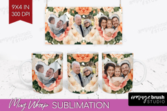 Floral Photo Mug Wrap PNG - Peony Flower Picture Frame Mug Product Image 1