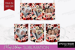 Retro Flowers Photo Mug Wrap PNG - Floral Picture Frame Mug Product Image 1