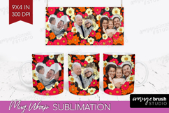 Retro Flowers Photo Mug Wrap PNG - Floral Picture Frame Mug Product Image 1