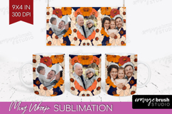 Retro Flowers Photo Mug Wrap PNG - Floral Picture Frame Mug Product Image 1