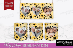 Retro Flowers Photo Mug Wrap PNG - Floral Picture Frame Mug Product Image 1