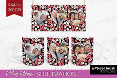 Retro Flowers Photo Mug Wrap PNG - Floral Picture Frame Mug Product Image 1