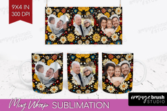 Retro Flowers Photo Mug Wrap PNG - Floral Picture Frame Mug Product Image 1