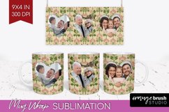 Flowers Photo Mug Wrap PNG - Vintage Floral Picture Frame Product Image 1