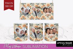 Flowers Photo Mug Wrap PNG - Vintage Floral Picture Frame Product Image 1