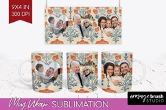 Flowers Photo Mug Wrap PNG - Vintage Floral Picture Frame Product Image 1