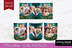 Stained Glass Photo Mug Wrap PNG - Flowers Picture Frame Mug Product Image 1