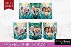 Stained Glass Photo Mug Wrap PNG - Flowers Picture Frame Mug Product Image 1