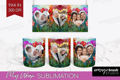 Stained Glass Photo Mug Wrap PNG - Flowers Picture Frame Mug Product Image 1