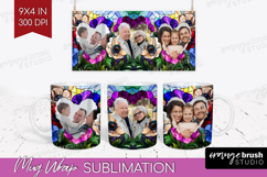 Stained Glass Photo Mug Wrap PNG - Flowers Picture Frame Mug Product Image 1