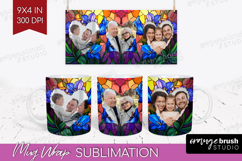 Stained Glass Photo Mug Wrap PNG - Flowers Picture Frame Mug Product Image 1