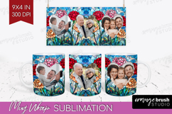 Stained Glass Photo Mug Wrap PNG - Flowers Picture Frame Mug Product Image 1