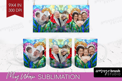 Stained Glass Photo Mug Wrap PNG - Flowers Picture Frame Mug Product Image 1
