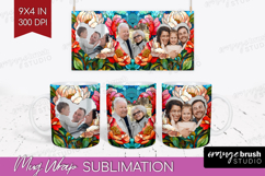 Stained Glass Photo Mug Wrap PNG - Flowers Picture Frame Mug Product Image 1