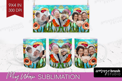 Stained Glass Photo Mug Wrap PNG - Flowers Picture Frame Mug Product Image 1