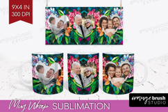 Stained Glass Photo Mug Wrap PNG - Flowers Picture Frame Mug Product Image 1