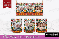 Folk Flowers Photo Mug Wrap PNG - Floral Picture Frame Mug Product Image 1