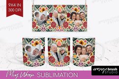 Folk Flowers Photo Mug Wrap PNG - Floral Picture Frame Mug Product Image 1