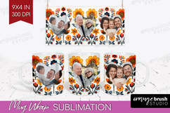 Folk Flowers Photo Mug Wrap PNG - Floral Picture Frame Mug Product Image 1