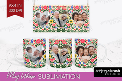 Folk Flowers Photo Mug Wrap PNG - Floral Picture Frame Mug Product Image 1
