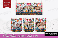 Folk Flowers Photo Mug Wrap PNG - Floral Picture Frame Mug Product Image 1