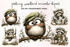Peeking Woodland Animals Clipart PNG Product Image 1