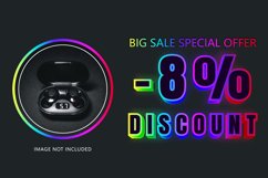 8 percent discount big neon sale banner template. Product Image 1