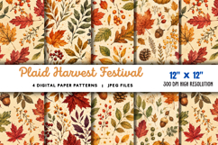 Plaid Harvest Festival Digital Paper JPG Product Image 1