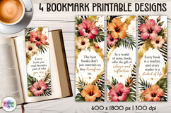 Tropical Hibiscus Book Lover Printable Bookmark Designs Product Image 1