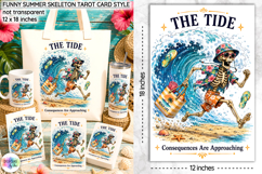 Funny Summer Skeleton Sublimation, Tide Tarot Card PNG Product Image 1