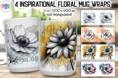 Inspirational Floral Mug Wraps, Artistic 15oz Mug Design Product Image 1