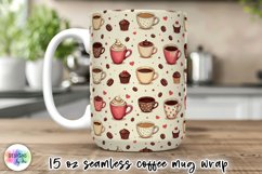 Coffee Lover Mug Wrap Sublimation, Coffee and Cookies Patter Product Image 1