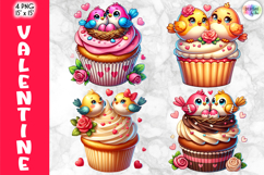 Valentine Cupcake Clipart, Cute Cartoon Love Desserts PNG Product Image 1