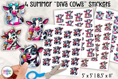 Summer Cows Stickers PNG, Cute and Stylish Cow Clipart Product Image 1