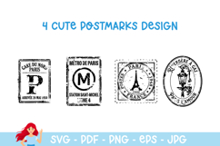 France inspired postmark, mail delivery stamps Product Image 1