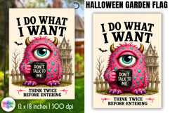 Halloween Garden Flag, Coffee Monster Warning PNG Product Image 1