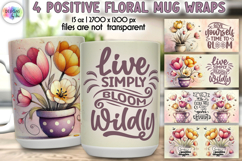 Positive Floral Mug Wrap Designs, Inspirational Quotes Print Product Image 1
