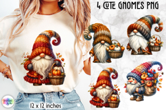 Cute Autumn Gnomes PNG, Fall Harvest Gnome Sublimation Product Image 1