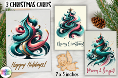 Christmas Tree Greeting Cards, Abstract Christmas Tree Print Product Image 1