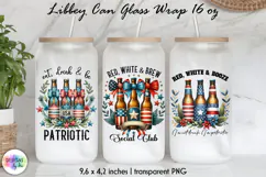 Patriotic Libbey Can Glass Wrap, 16 oz Can Glass Sublimation Product Image 1