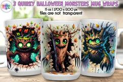 Quirky Halloween Monsters Mug Wraps, Cute and Funny Mug Wrap Product Image 1