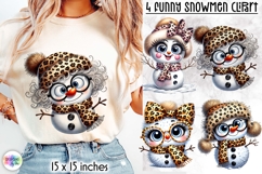 Funny Leopard Print Snowman Clipart, Christmas Snowman PNG Product Image 1