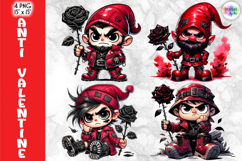 Anti-Valentine Rock Gnomes Clipart, Gothic Valentine Gnome Product Image 1