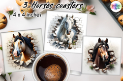3D Horse Coasters, Wall Break Horse Art, Printable Coaster Product Image 1