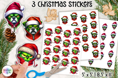 Christmas Grumpy Stickers, Funny Green Character Holiday Product Image 1