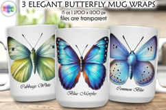 Elegant Butterfly Mug Wrap Sublimation, Botanical Butterfly Product Image 1