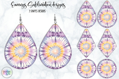 Tie Dye Earrings Sublimation, Boho Teardrop Earrings Print Product Image 1