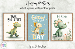 Dinosaur Nursery Wall Art, Motivational Kids Poster Print Product Image 1
