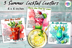 Summer Cocktail Recipe Coaster, Party Cocktail Coasters Product Image 1